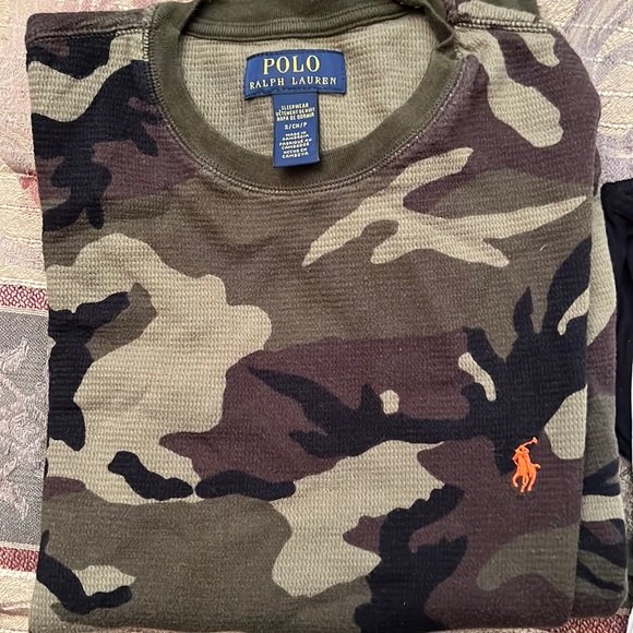 Polo Ralph Lauren Other - Polo Ralph Lauren Sleepwear Long Sleeve Crew Camo/Dusk Orange Pony Print